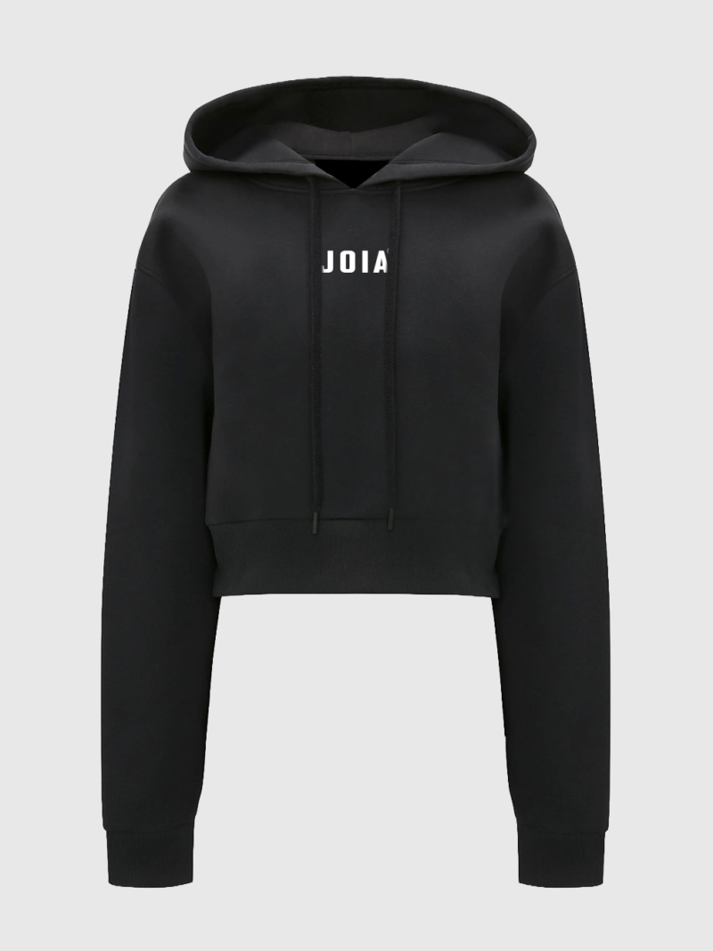 Hoodie Logo Centro Crop Negro